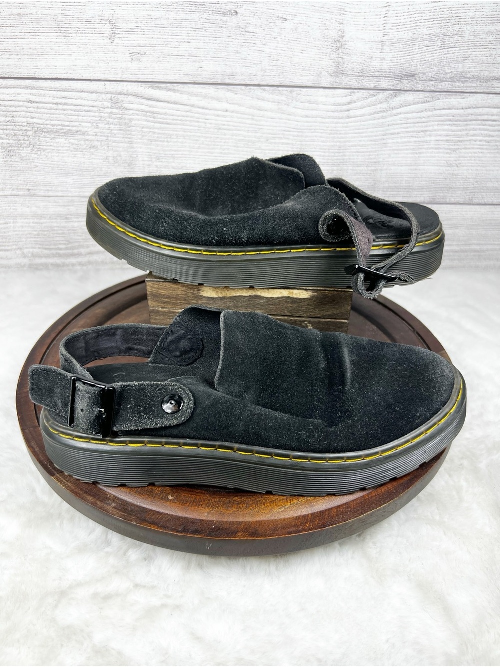 Dr. Martens Carlson Black Suede Slingback Mules Clogs Shoes Mens 7/ Women’s 8 - Picture 11 of 12